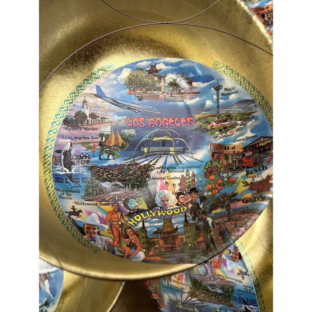 5 Vintage‎ Hollywood/Los Angeles Souvenir Bowls 1950-60s, Funky Misprints! Metal